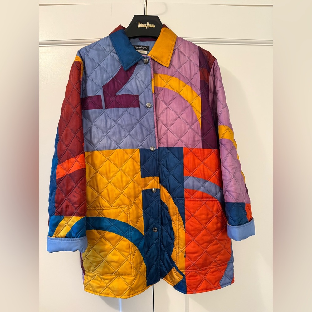 Vintage SALVATORE FERRAGAMO Silk Multicolor Quilted Jacket